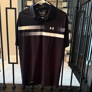 LG Men's black Performance Polo Shirt with White Stripes